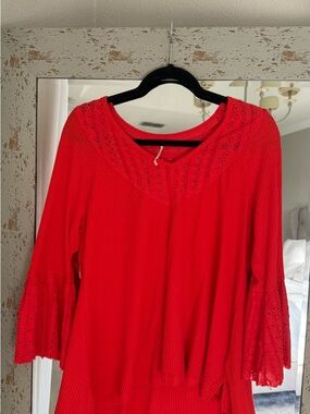 Free People Eyelet Trim Bell Sleeve Tunic